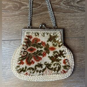 VINTAGE Mister Simon Ernest Floral Tapestry Clasp Purse Made in ITALY 40s 50s